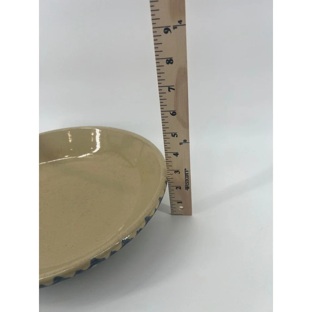 RRP Co Roseville Ohio USA Spongeware Pasta Bowl 12 Inch Blue Tan Stoneware